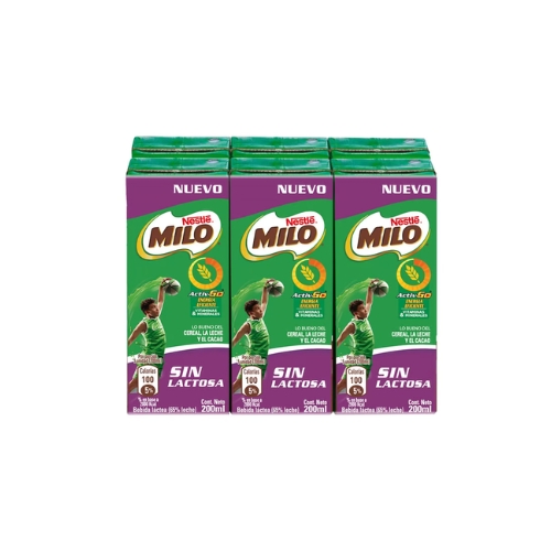 5x MILO Sin Lactosa Leche 6x200g