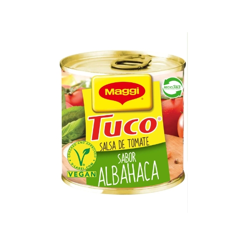 12x Salsa de tomate MAGGI Tuco Sabor Albahaca Lata 245g