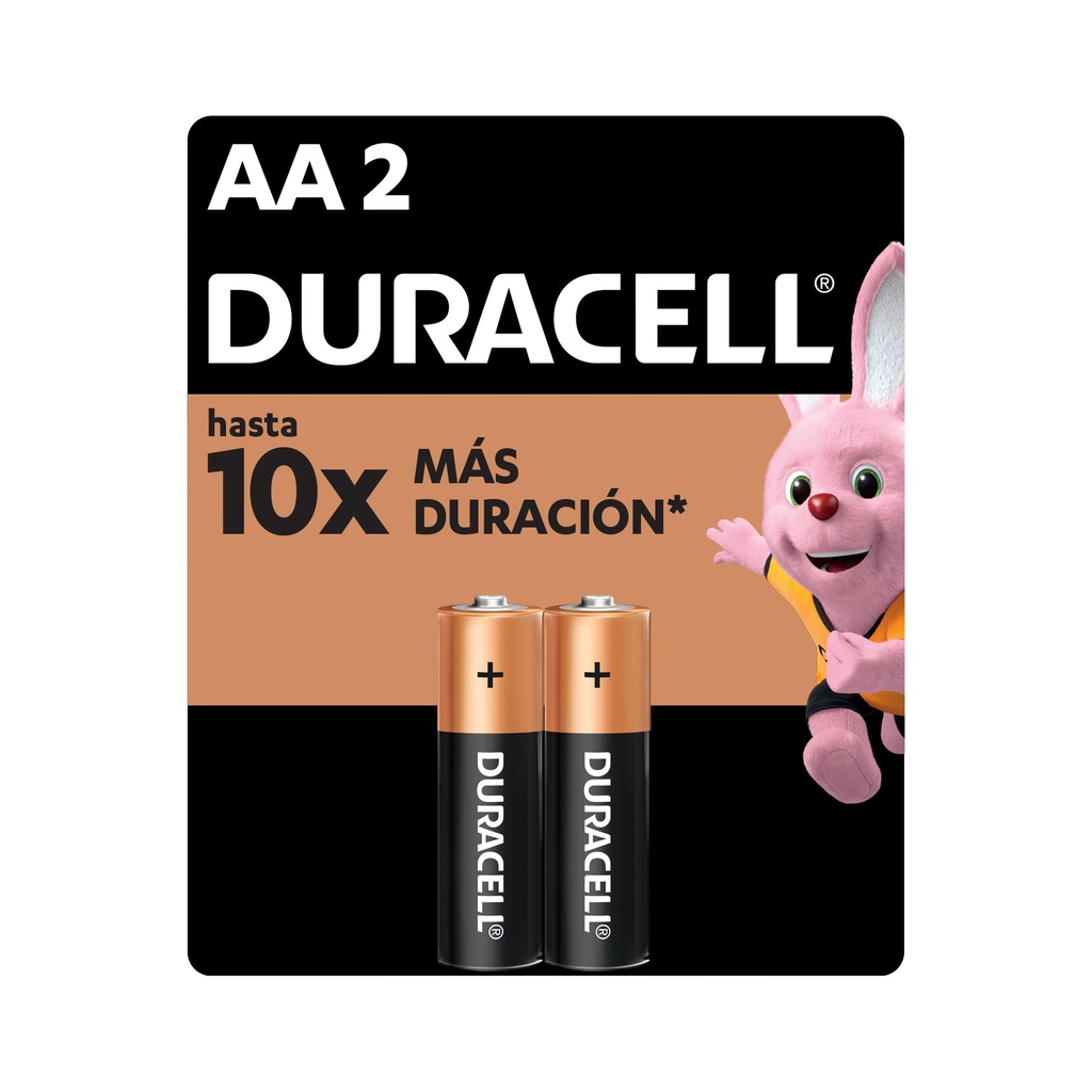 1x Pila Duracell AA, (2 pilas, batería doble A, DURA más)