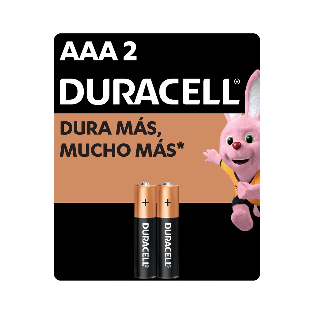 Pila Duracell AAA, (2 pilas, triple A, DURA más)