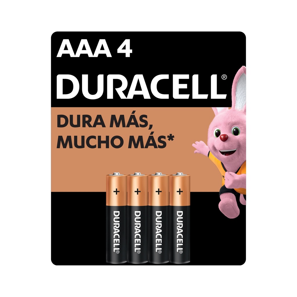 1x Pila Duracell AAA, (4 pilas, triple A, DURA más)