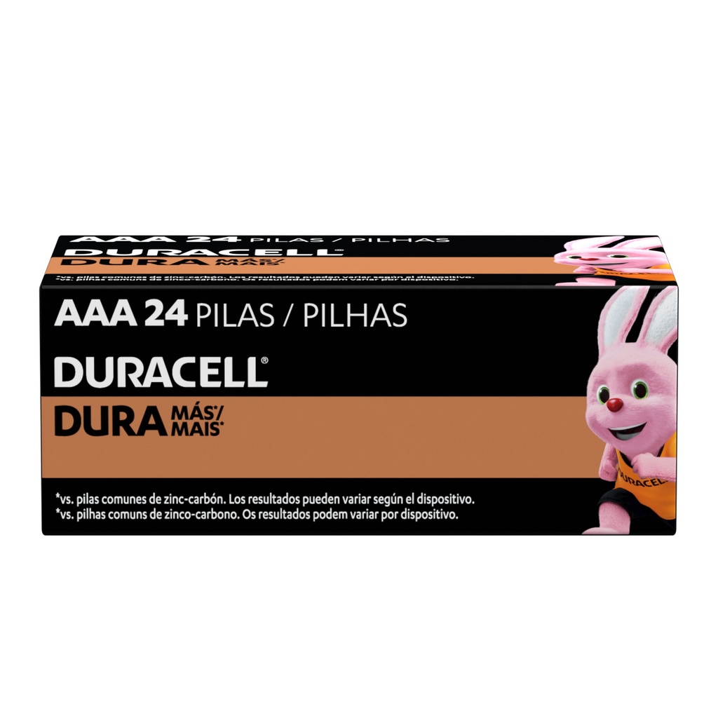 Pila Duracell AAA, (Caja 24 pilas, triple A, DURA más)