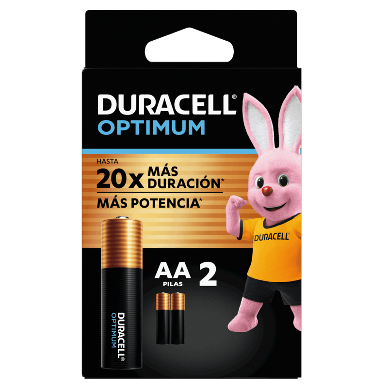1x Pila Duracell Optimum AA, (2 pilas doble A, más POTENCIA)
