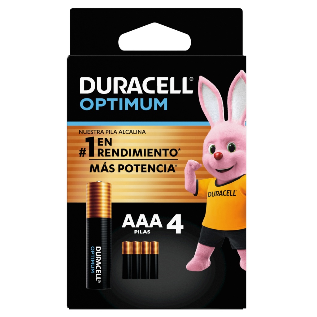 1x Pila Duracell Optimum AAA, (4 pilas triple A, más POTENCIA)