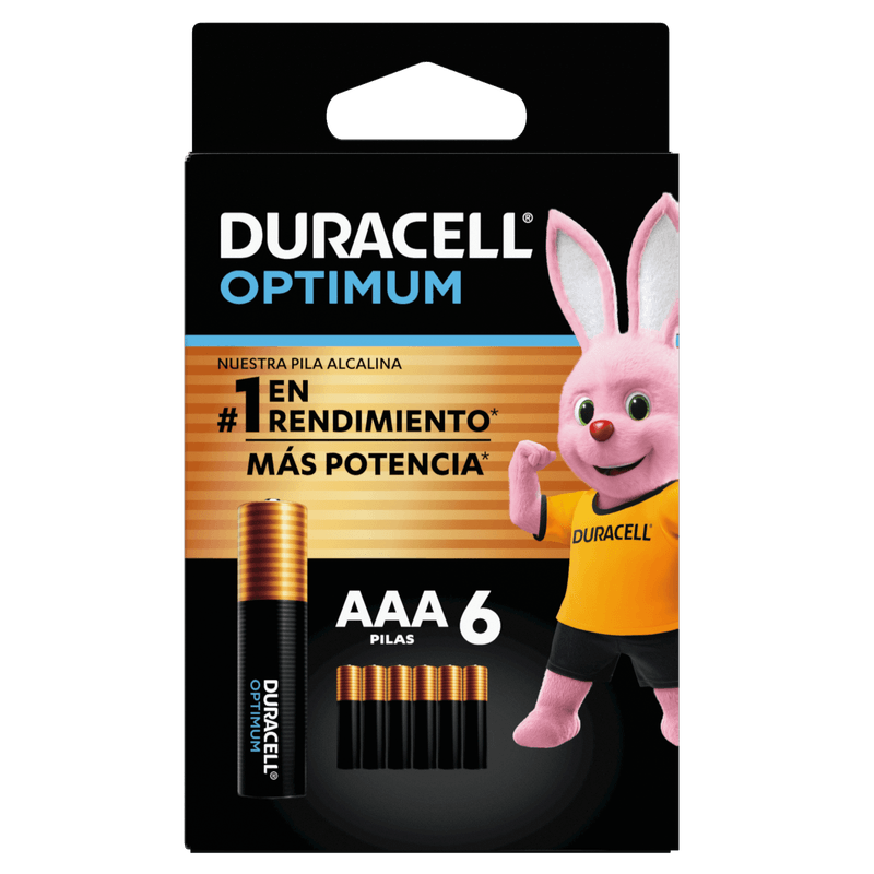 1x Pila Duracell Optimum AAA, (6 pilas triple A, más POTENCIA )
