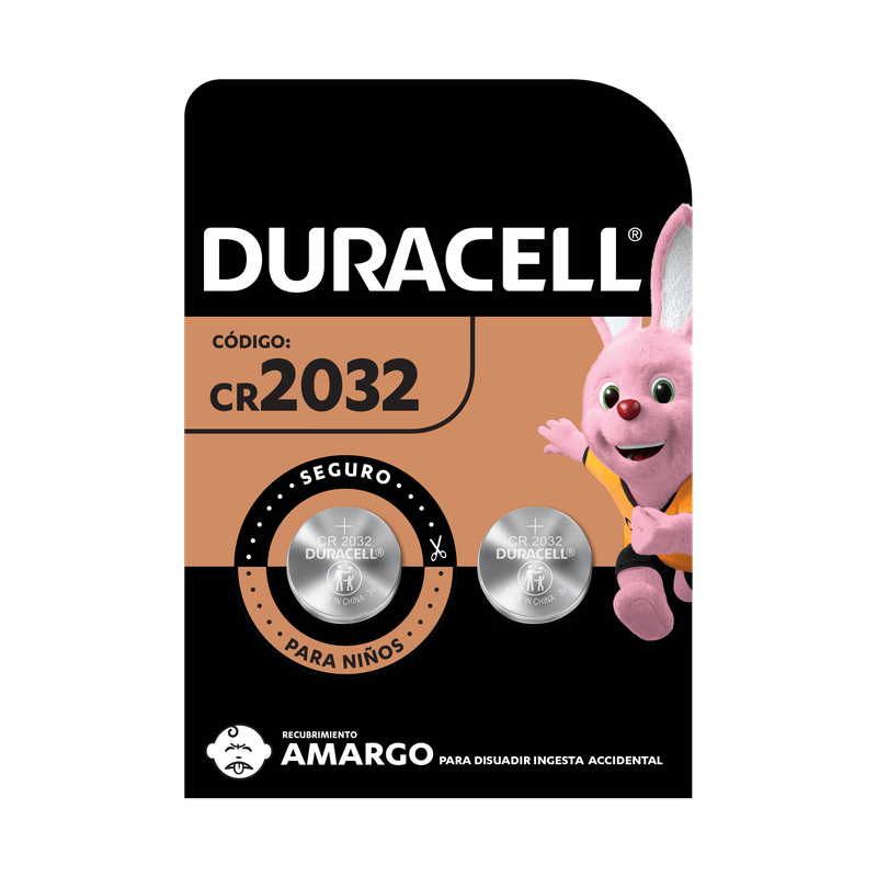 1x Pila Duracell 2032, (2 pilas CR2032 3V, batería de litio)
