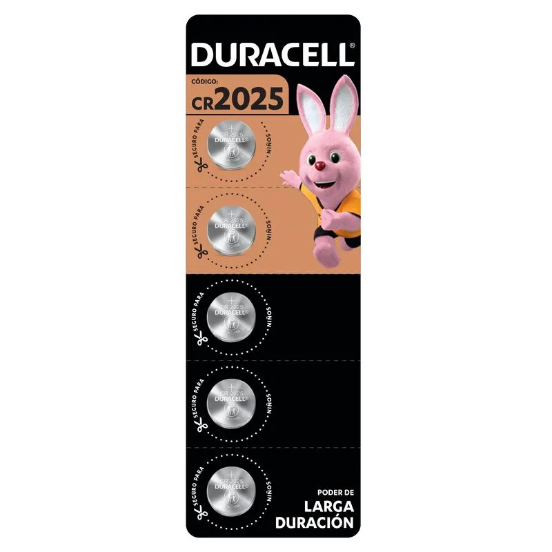 Pila Duracell 2025, (5 pilas CR2025 3V, batería de litio)