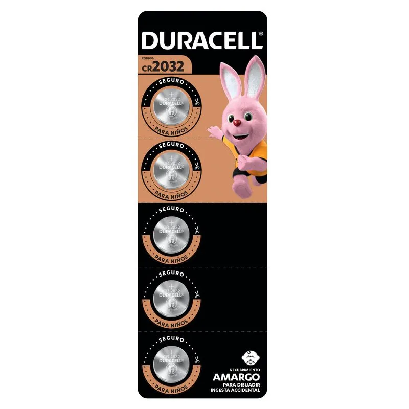 Pila Duracell 2032, (5 pilas CR2032 3V, batería de litio)