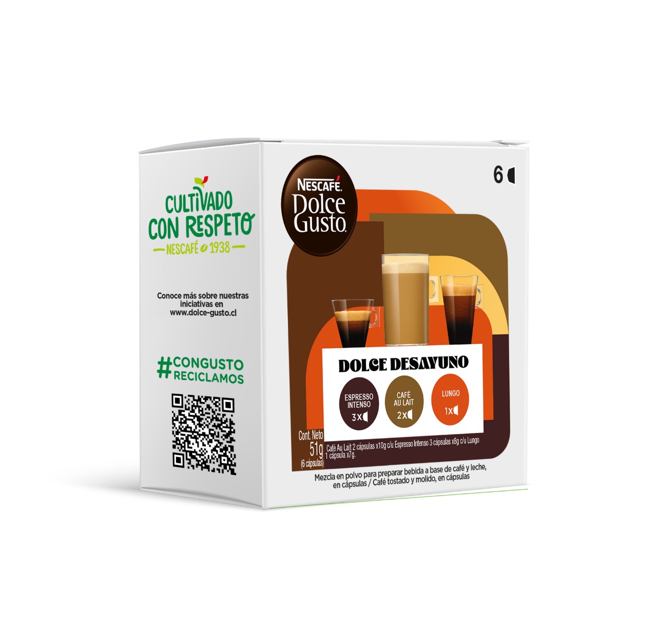 [1237800000] 1x Capsulas café Dolce gusto Desayuno Mix Variedades 